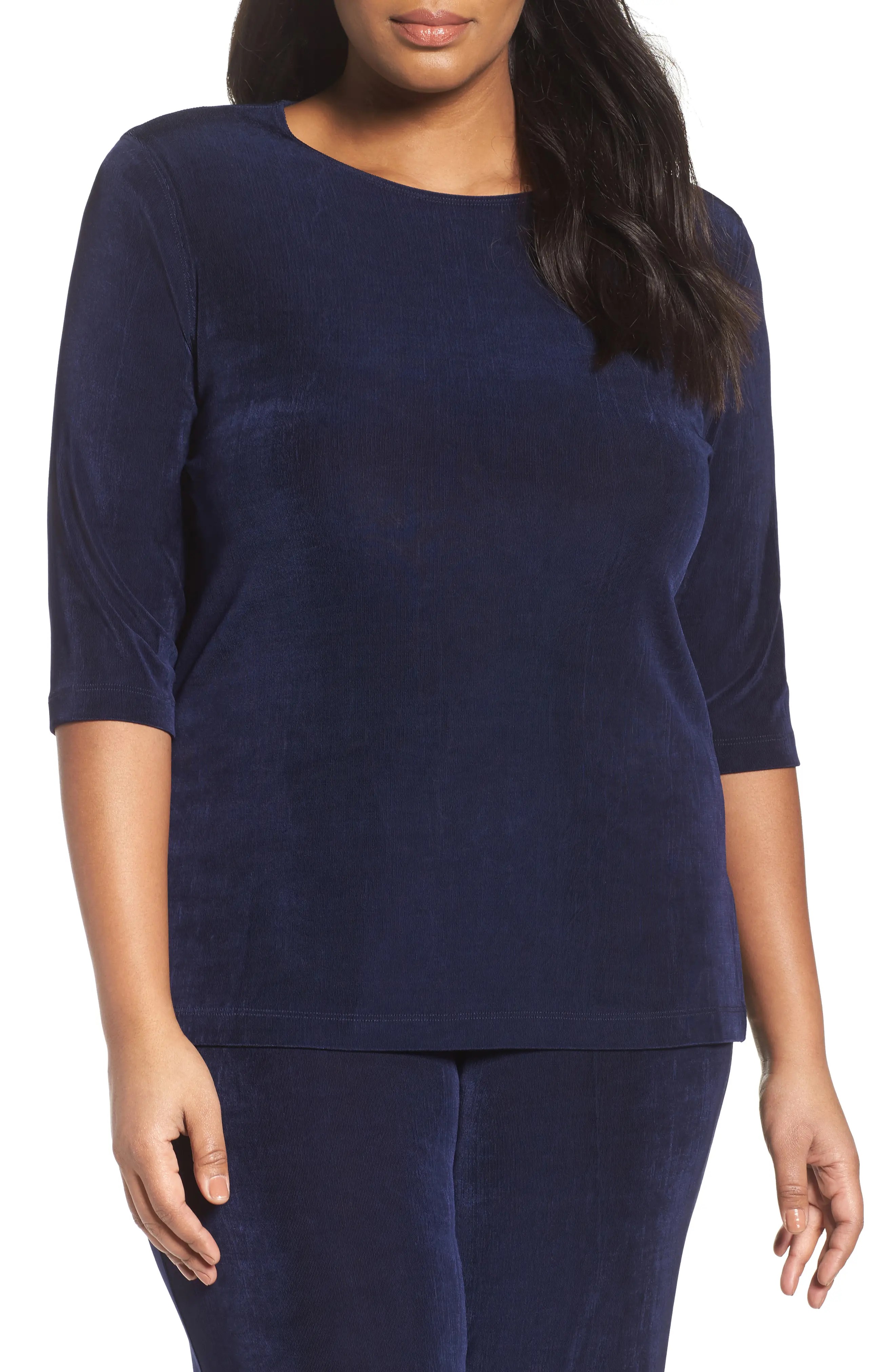 Vikki Vi Three Quarter Sleeve Top (Plus Size) Nordstrom