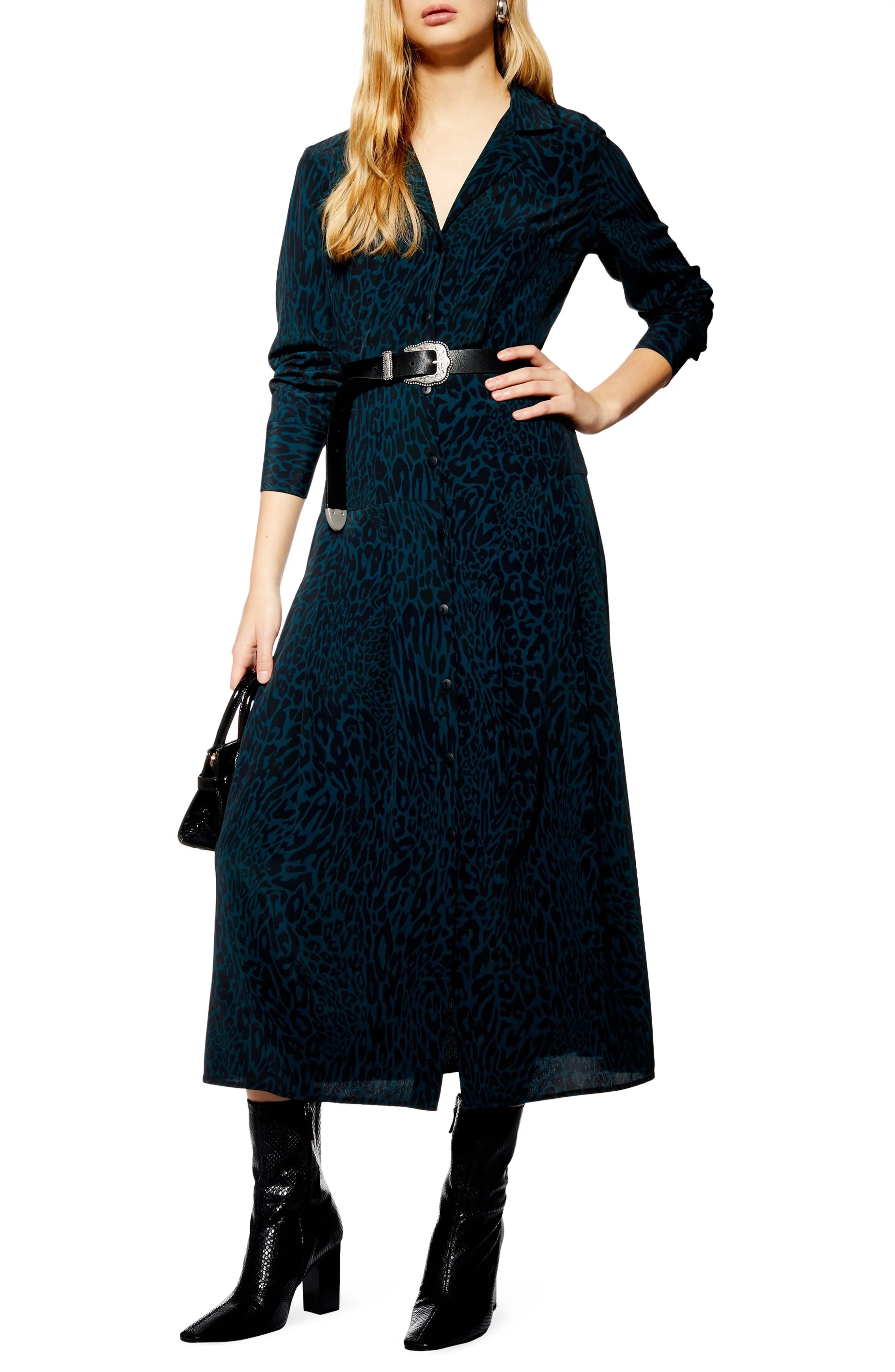Animal Print Midi Shirtdress Nordstrom