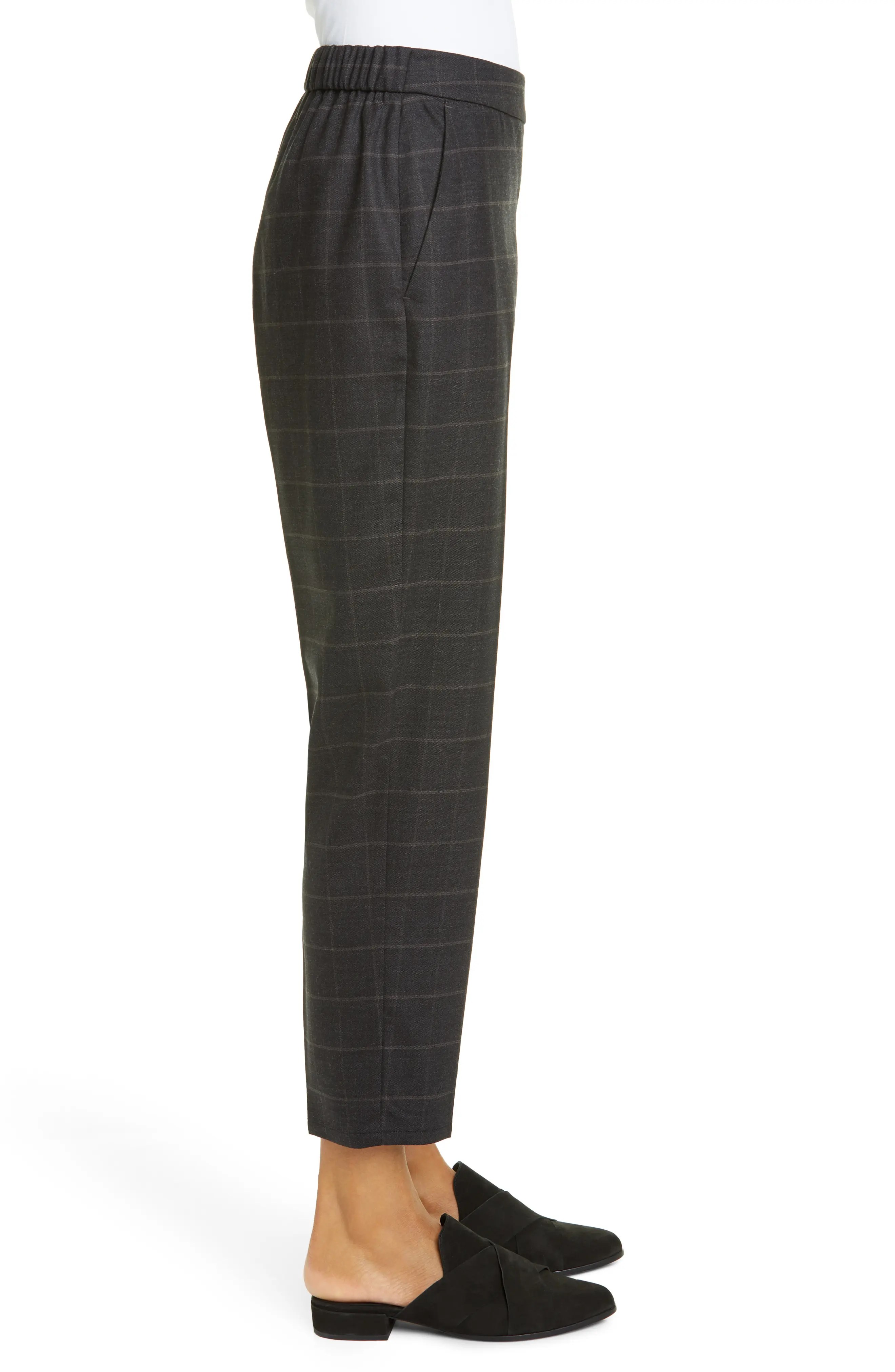 Eileen Fisher Windowpane Plaid Stretch Wool Ankle Pants Nordstrom Rack