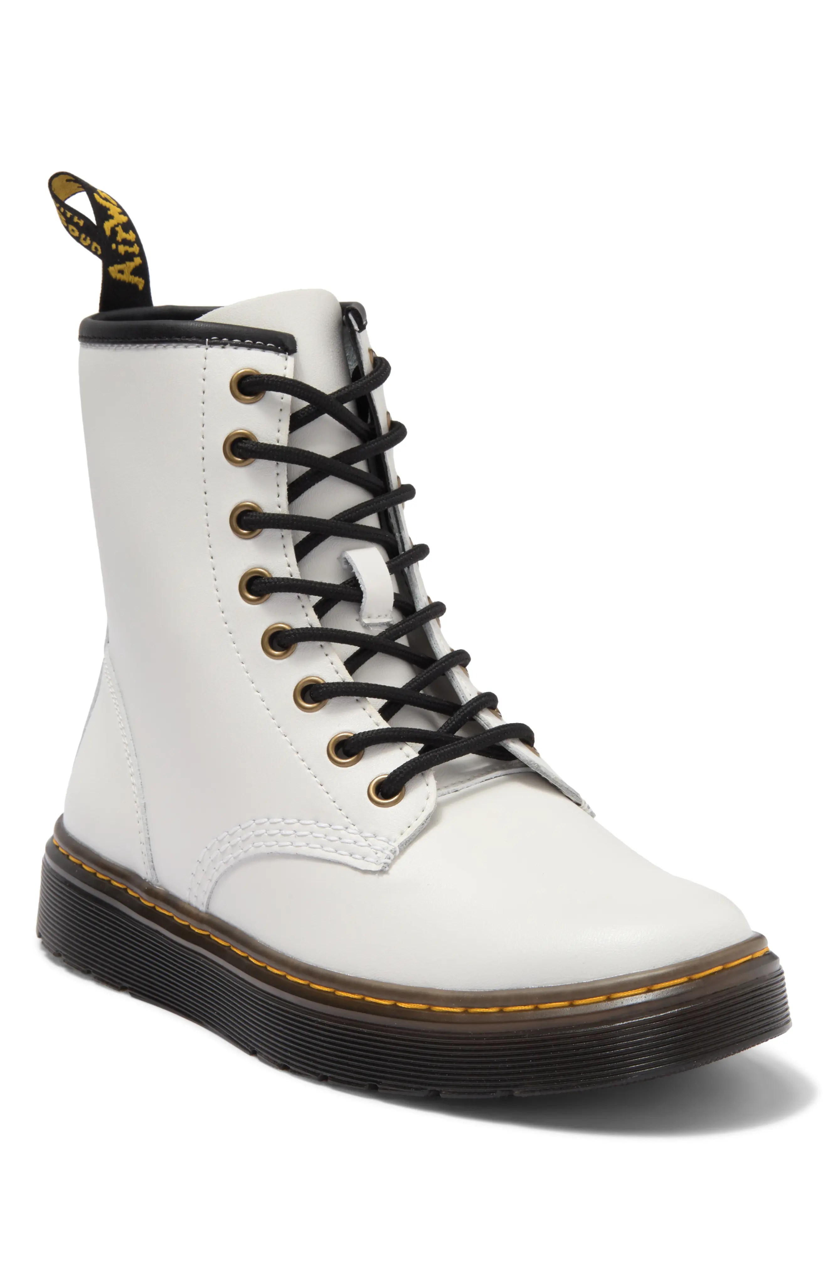 Dr. Martens Zavala 8Eye Women's White Leather Combat Boots AW004 US