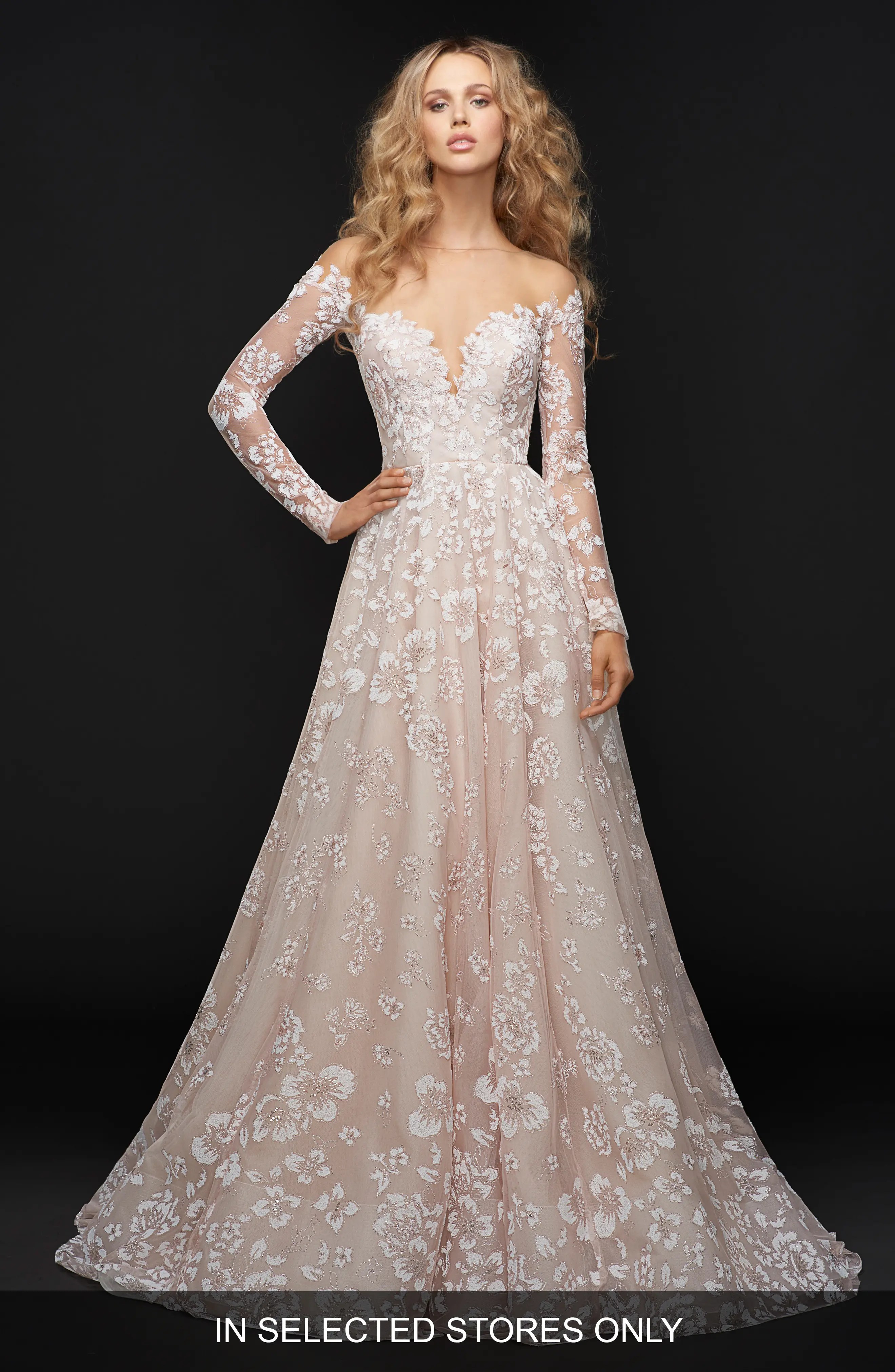 Hayley Paige Stevie Illusion Off the Shoulder Gown Nordstrom