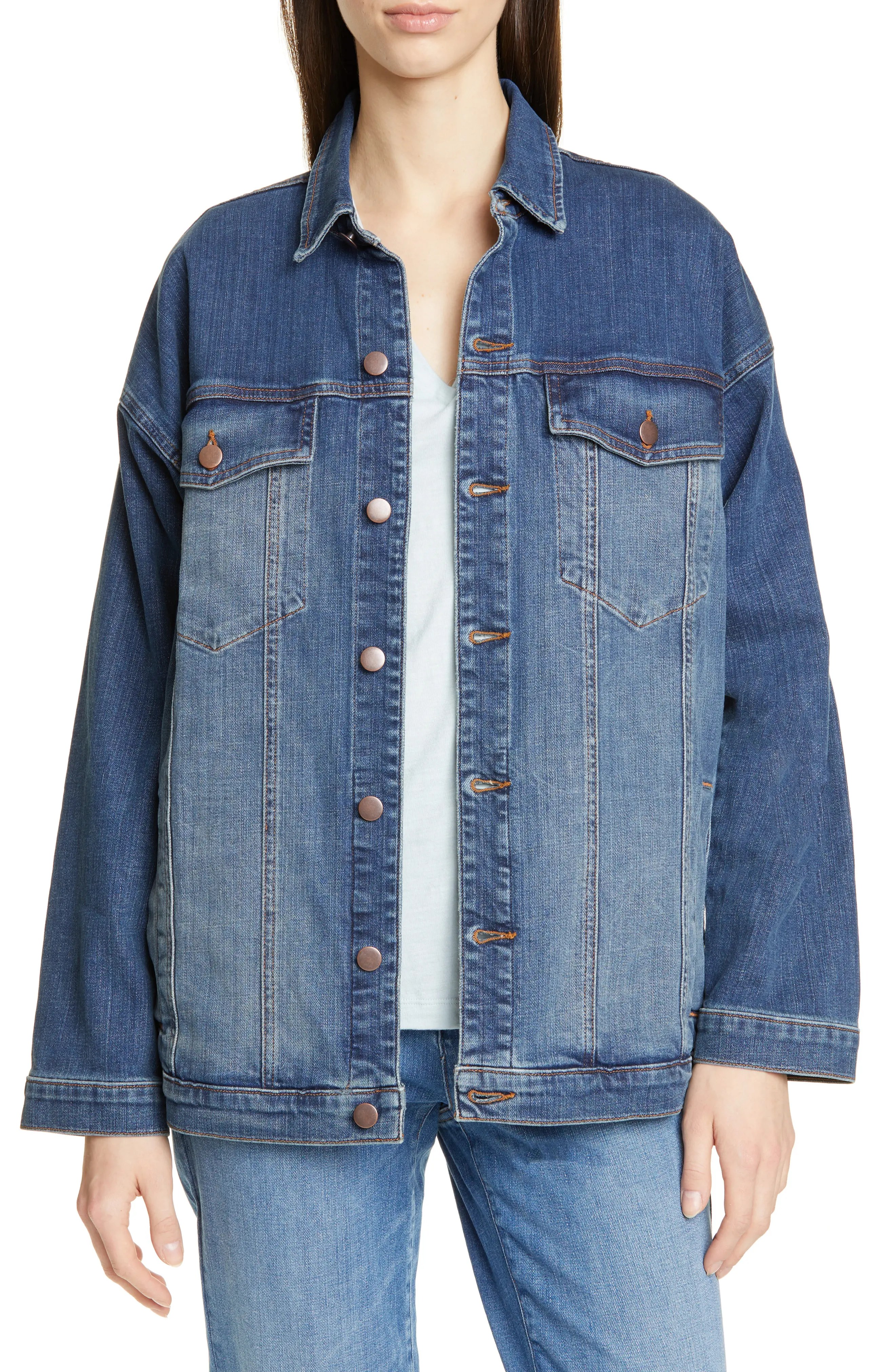 Eileen Fisher Oversize Stretch Organic Cotton Denim Jacket Nordstrom