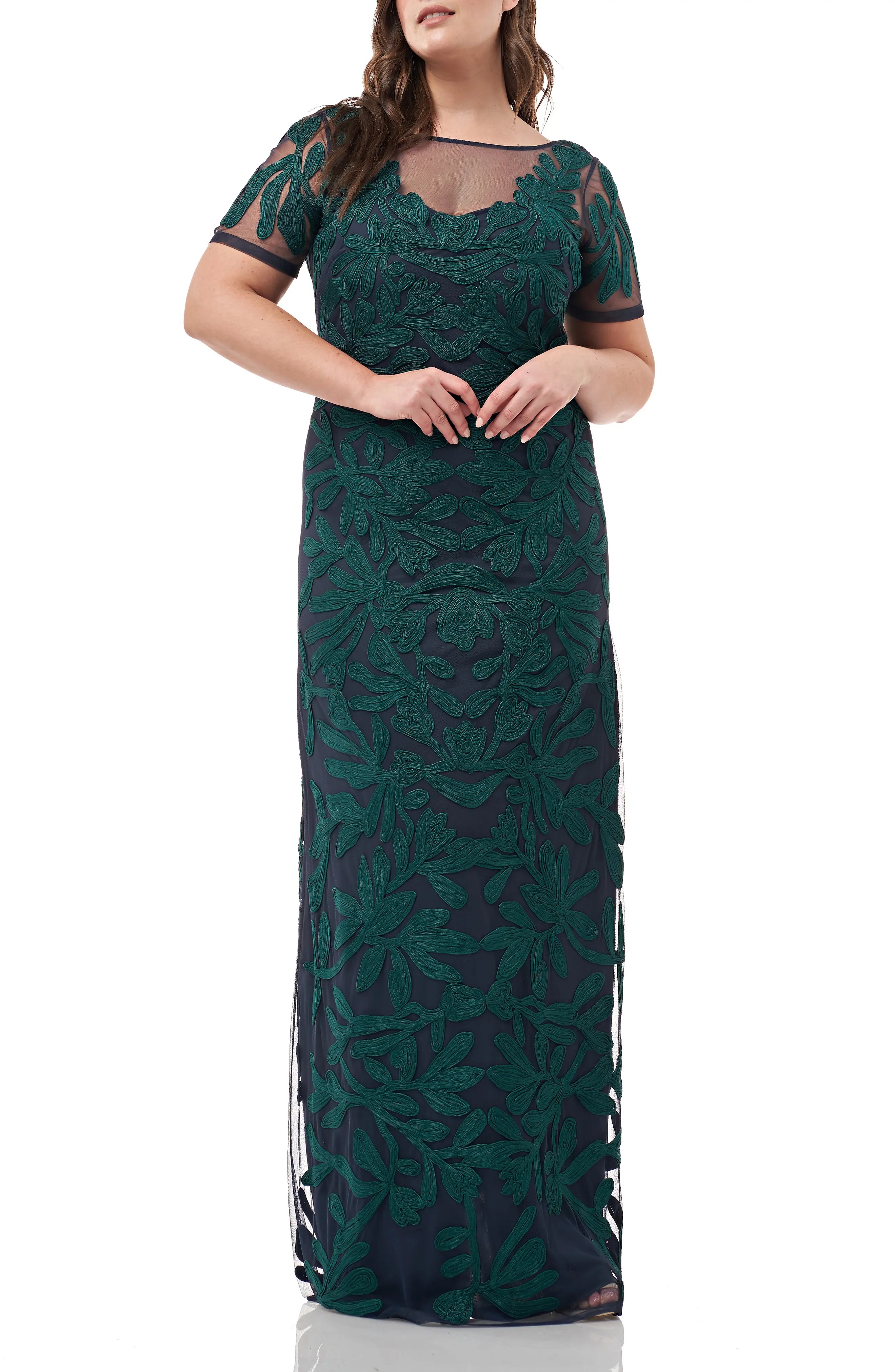 JS Collections Illusion Soutache Evening Dress (Plus Size) Nordstrom