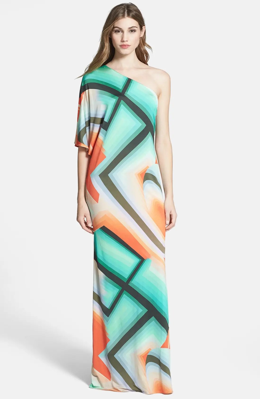 Trina Turk 'Sausalito' OneShoulder Print Matte Jersey Maxi Dress