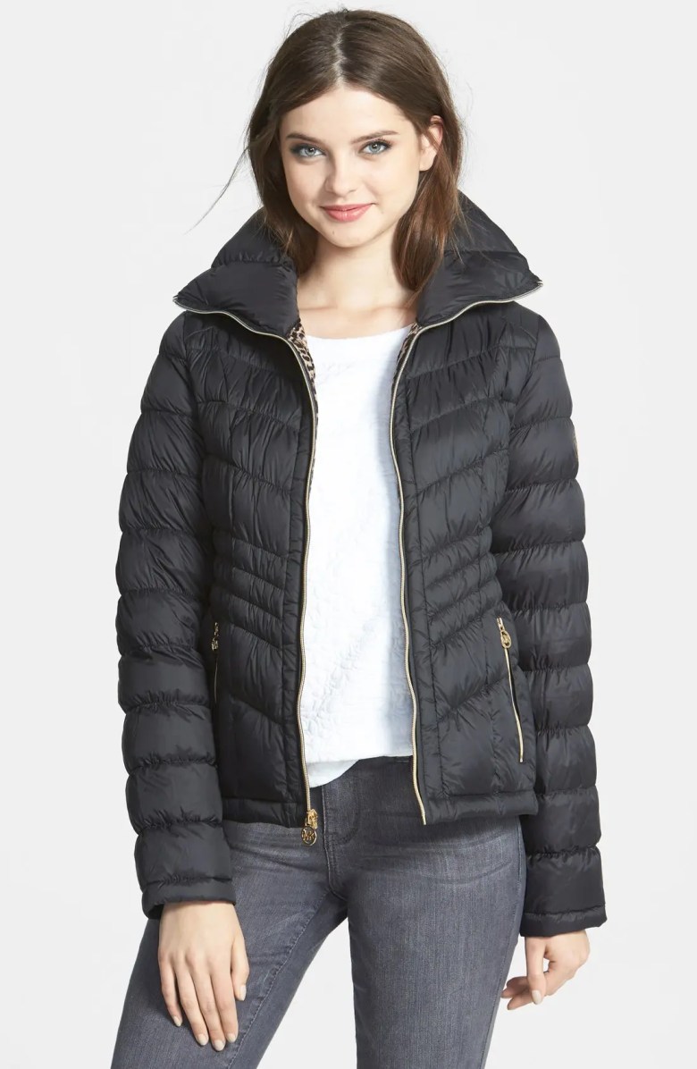 MICHAEL Michael Kors Packable Short Ruched Down Jacket (Regular
