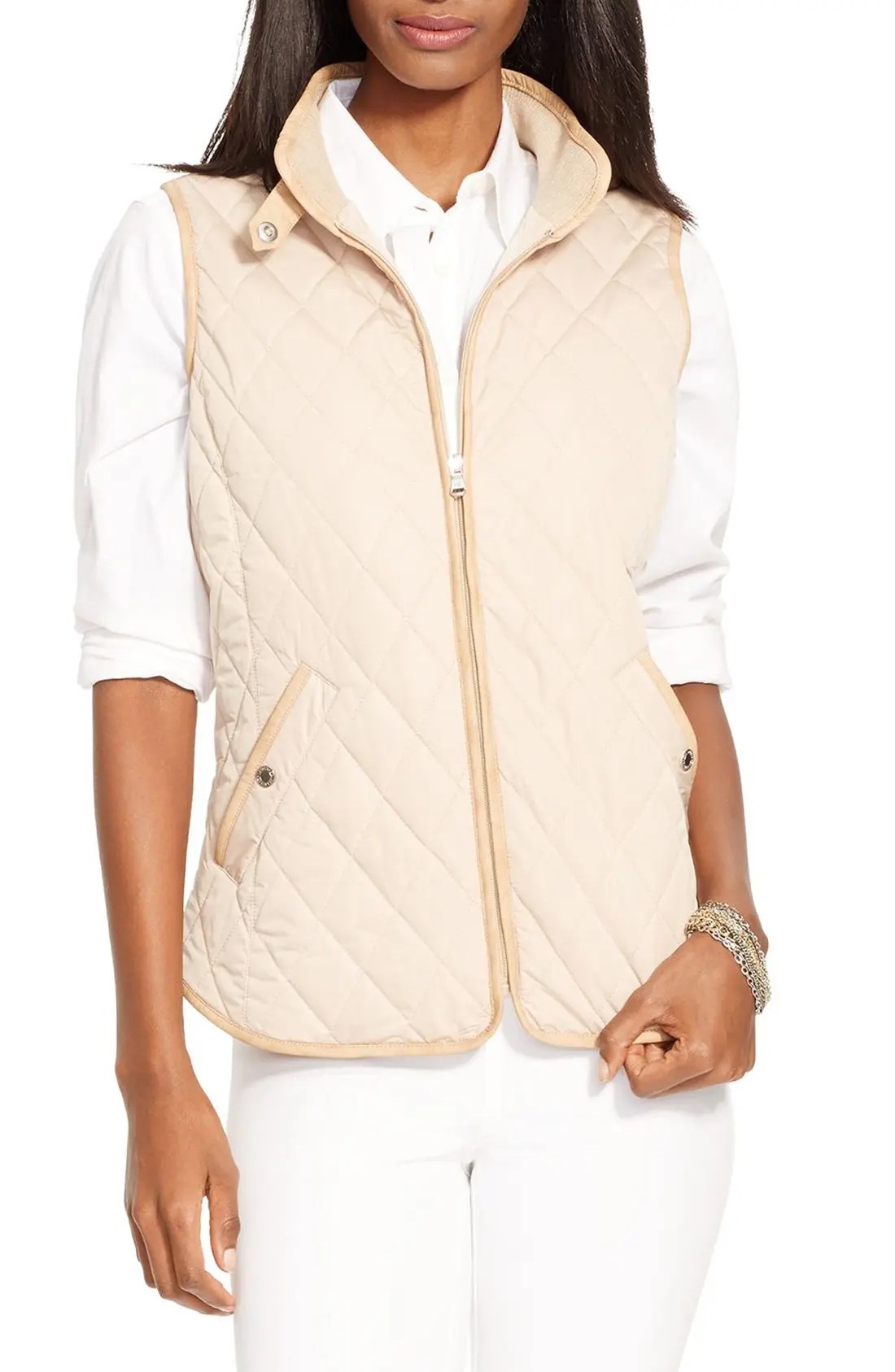 Lauren Ralph Lauren Faux Leather Trim Vest Nordstrom