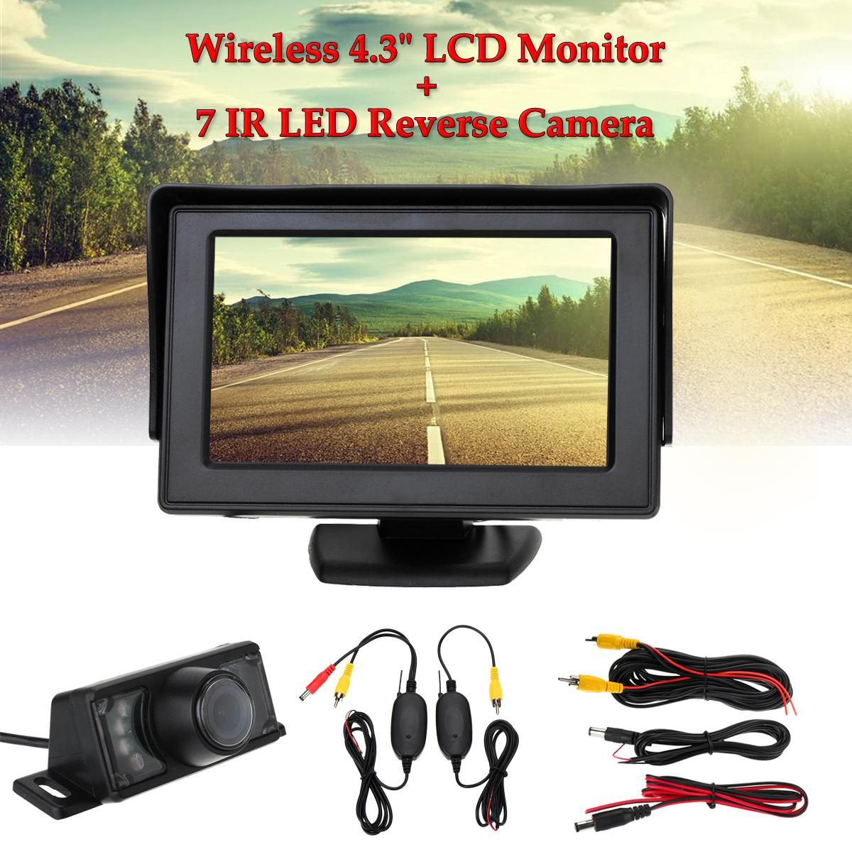 Car Backup Rear View Reverse Camera Night Vision Wireless 4.3'' TFT LCD