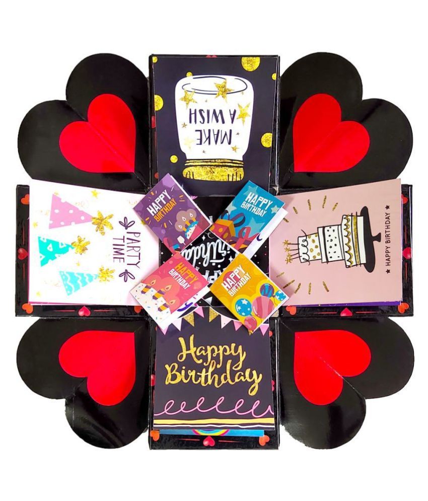 Happy Birthday Quotation Surprise Box 8 Element (With LED String Light