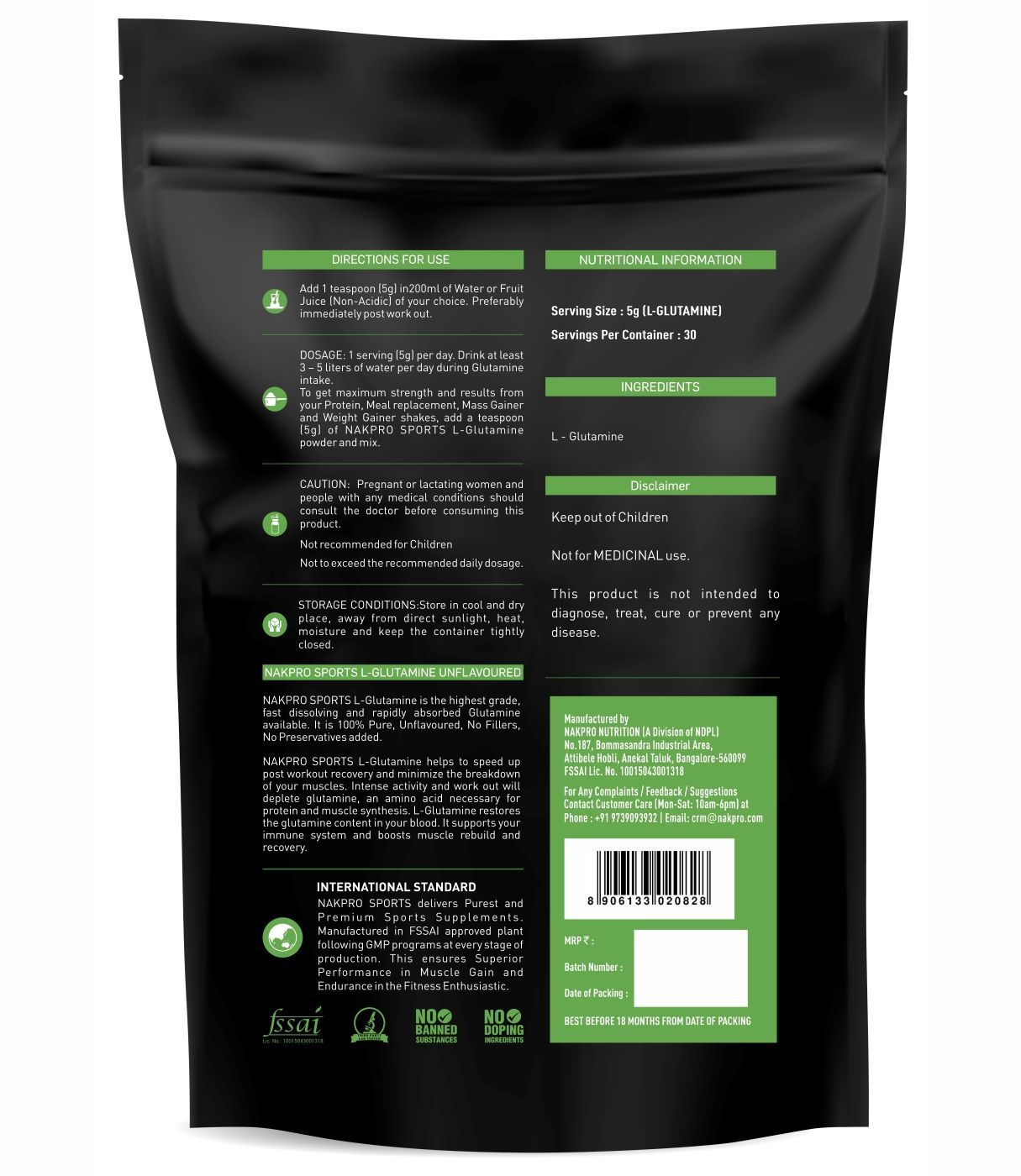 NAKPRO Advance Micronized LGlutamine Powder For Muscle Growth and