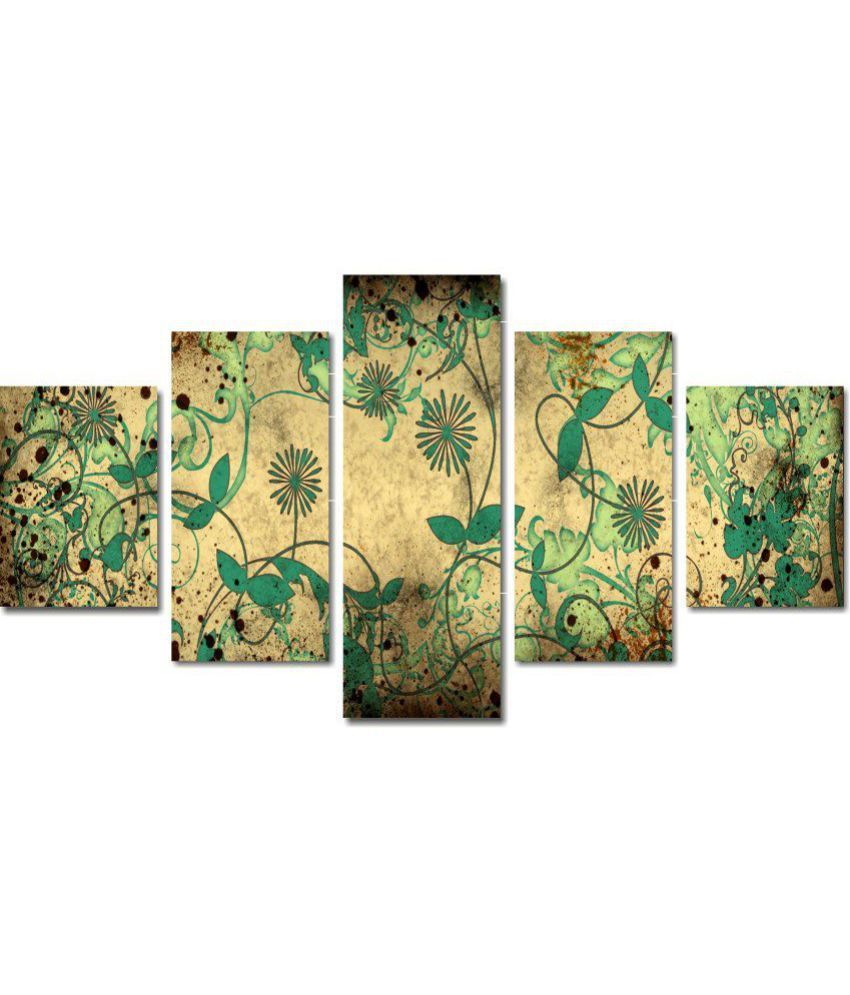 Anweshas 5 Panel Stretched Digitally Printed Canvas Painting With Frame