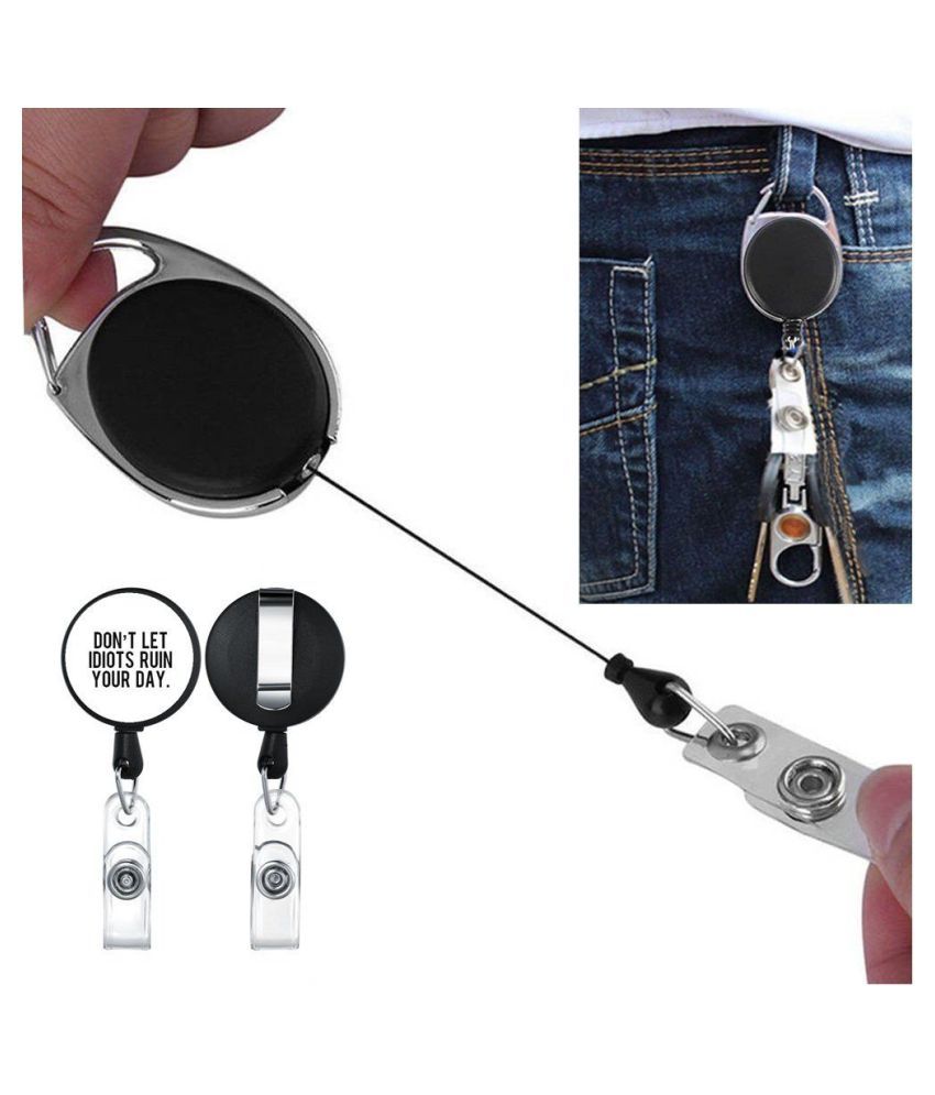 Retractable Reel Chrome Badge ID Card Holder Clip(2) Buy Online at