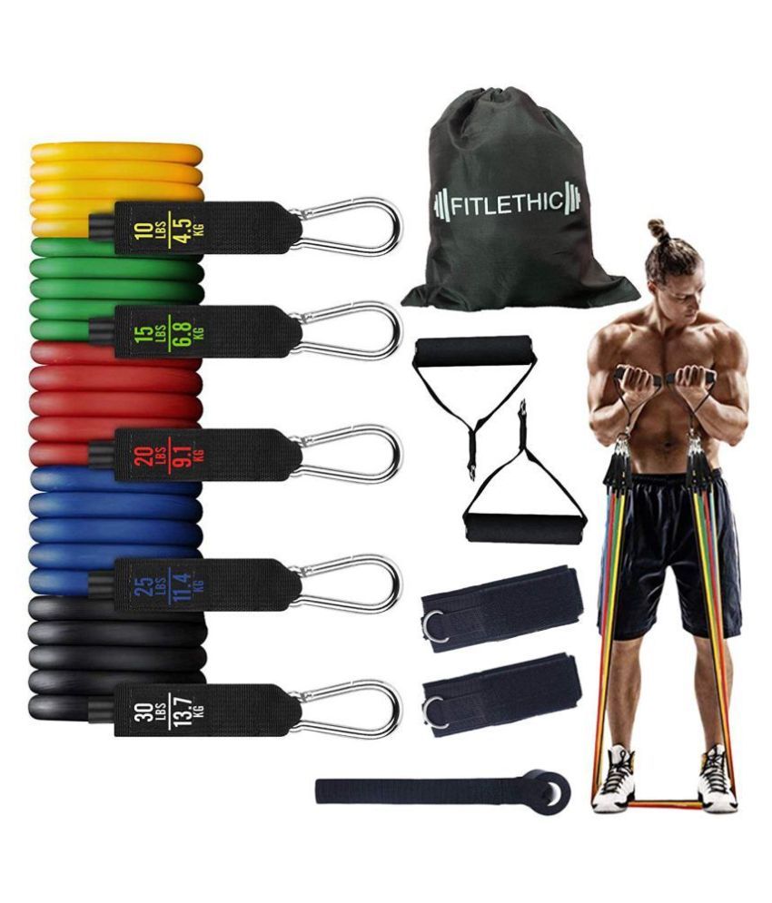 FITLETHIC 10pcs Resistance Band Set, Stackable Exercise Bands with Door