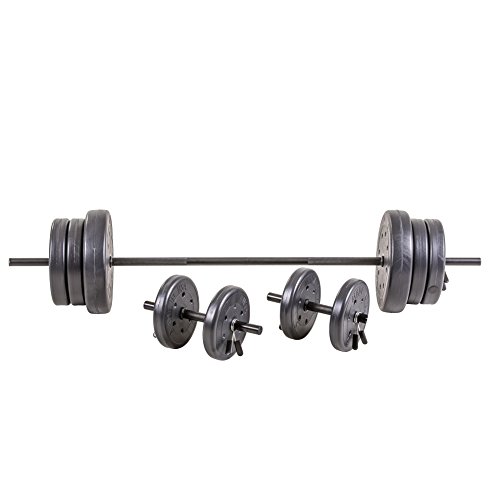 US Weight 105 lb. Duracast Barbell Weight Set with Two 20 lb., Four 10 lb. and Four 5 lb