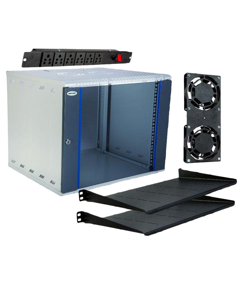 Mass Rack Server Rack Pack of 9u 450 Rack, 6 Socket Power Strip, 2 Fan