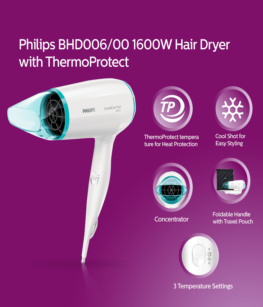 Philips BHD006/00 White Hair Dryer Buy Philips BHD006/00 White Hair