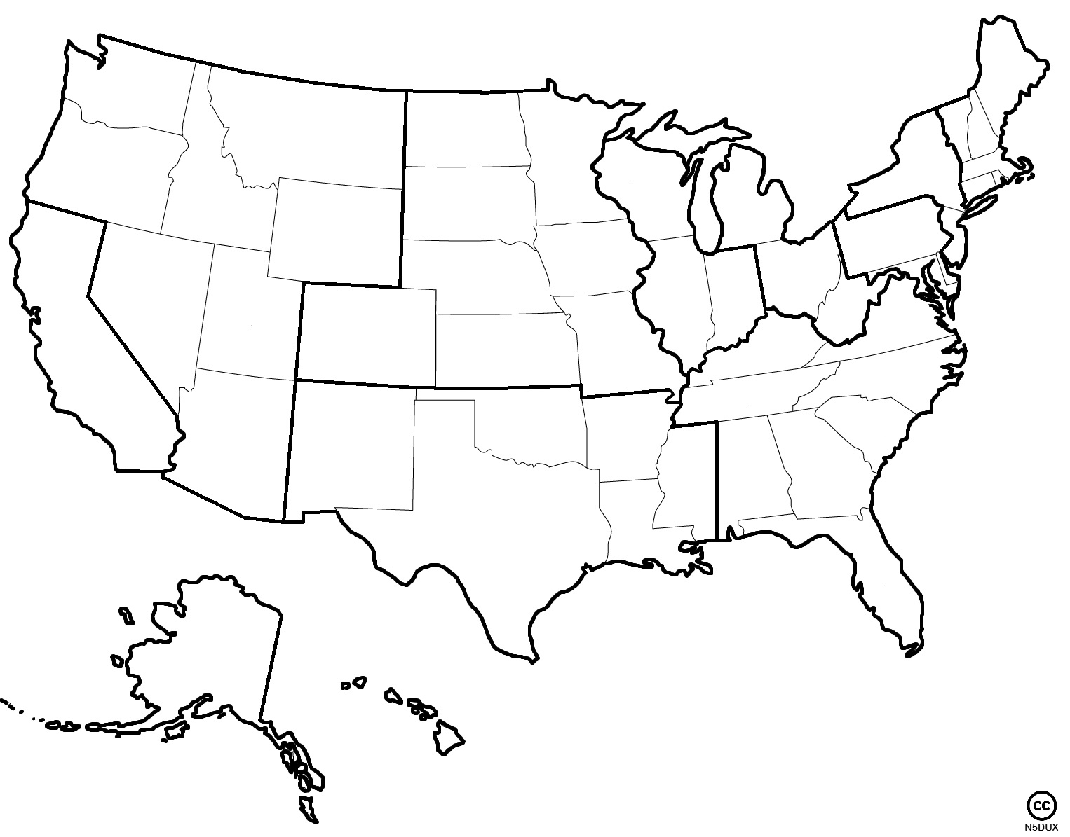 N5DUX's US Call Area Map