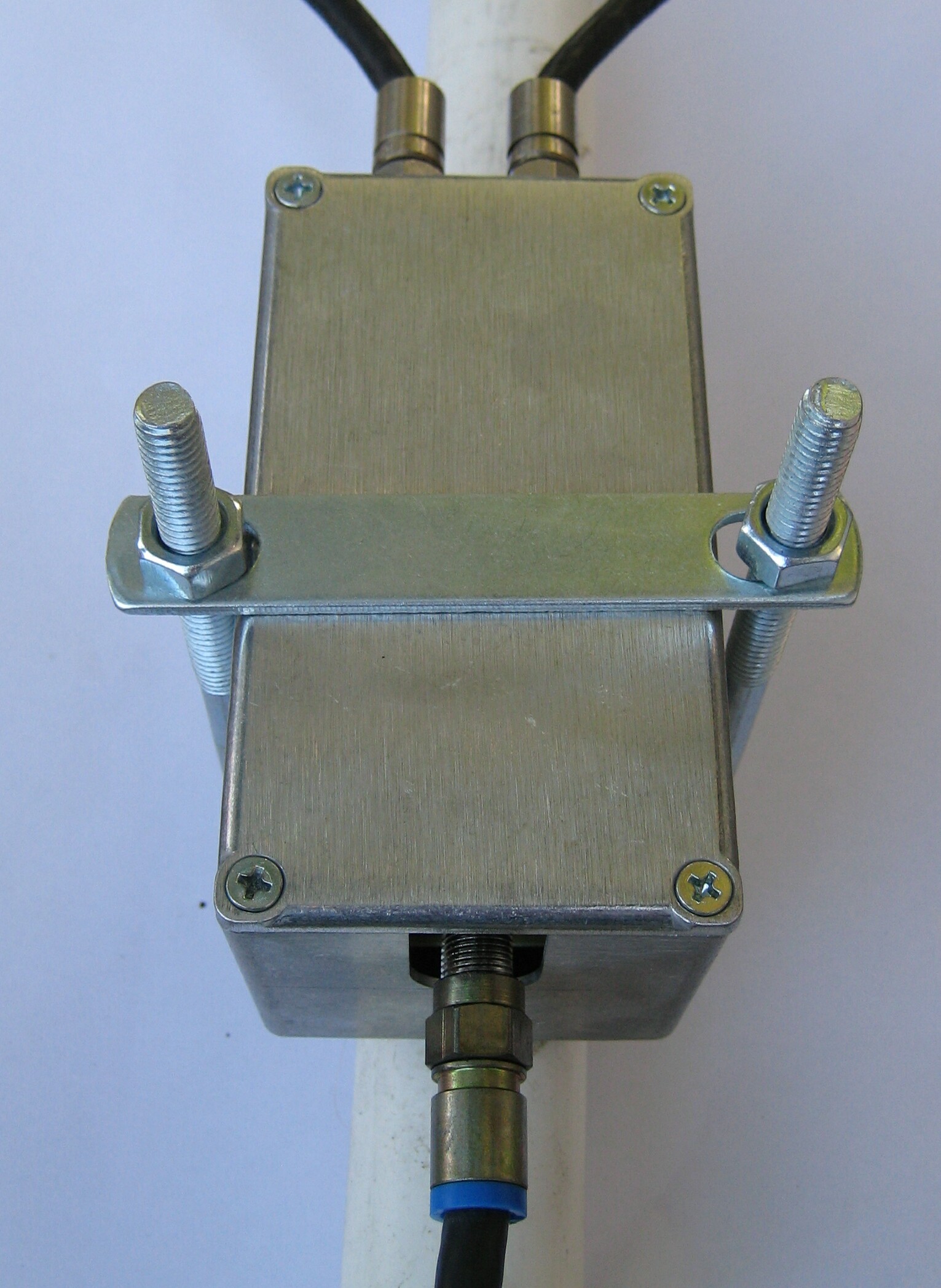 Antenna box mounted to PVC