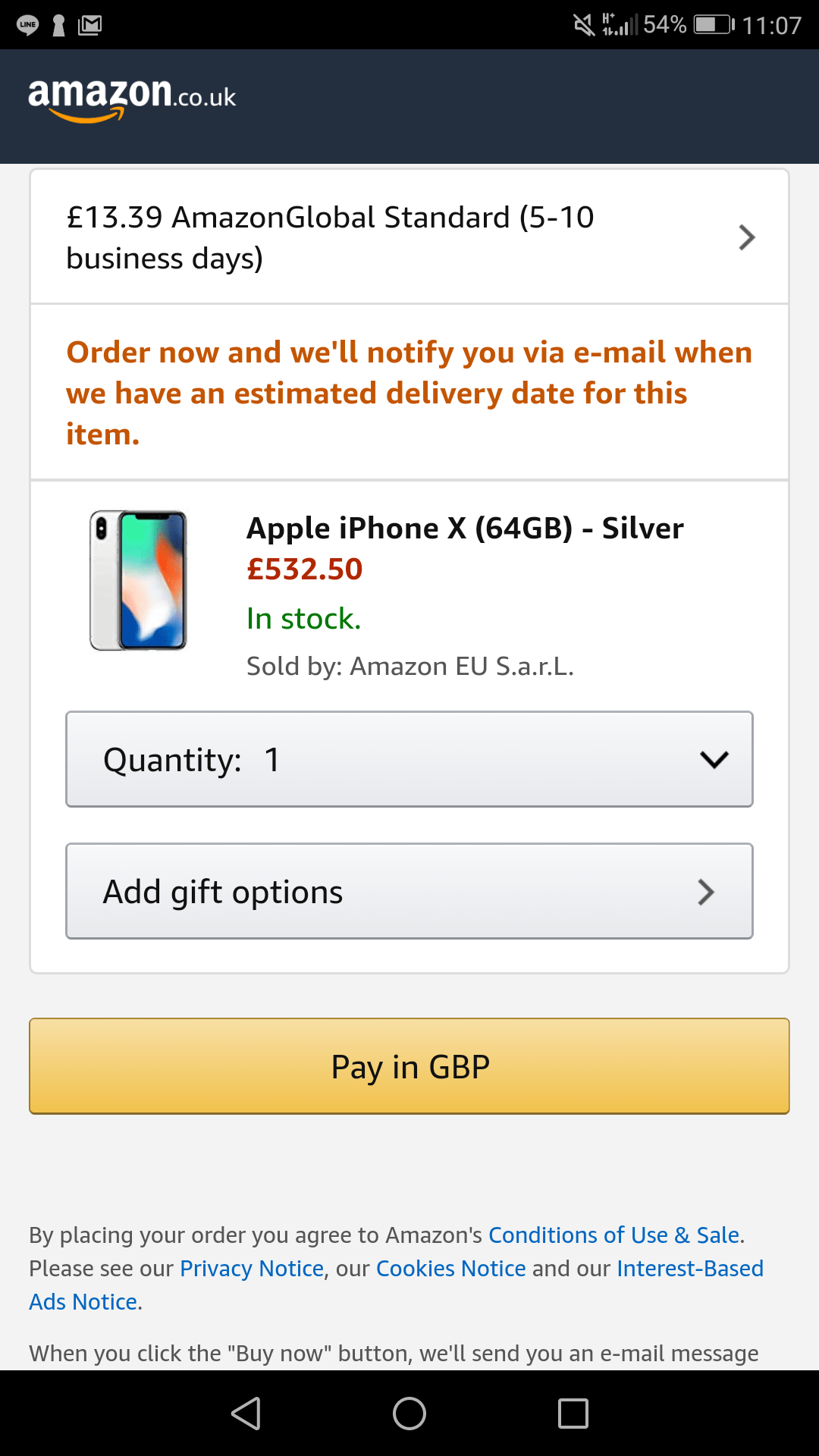 Black Friday Amazon UK iPhone X 64gb －GBP 532 LIHKG 討論區