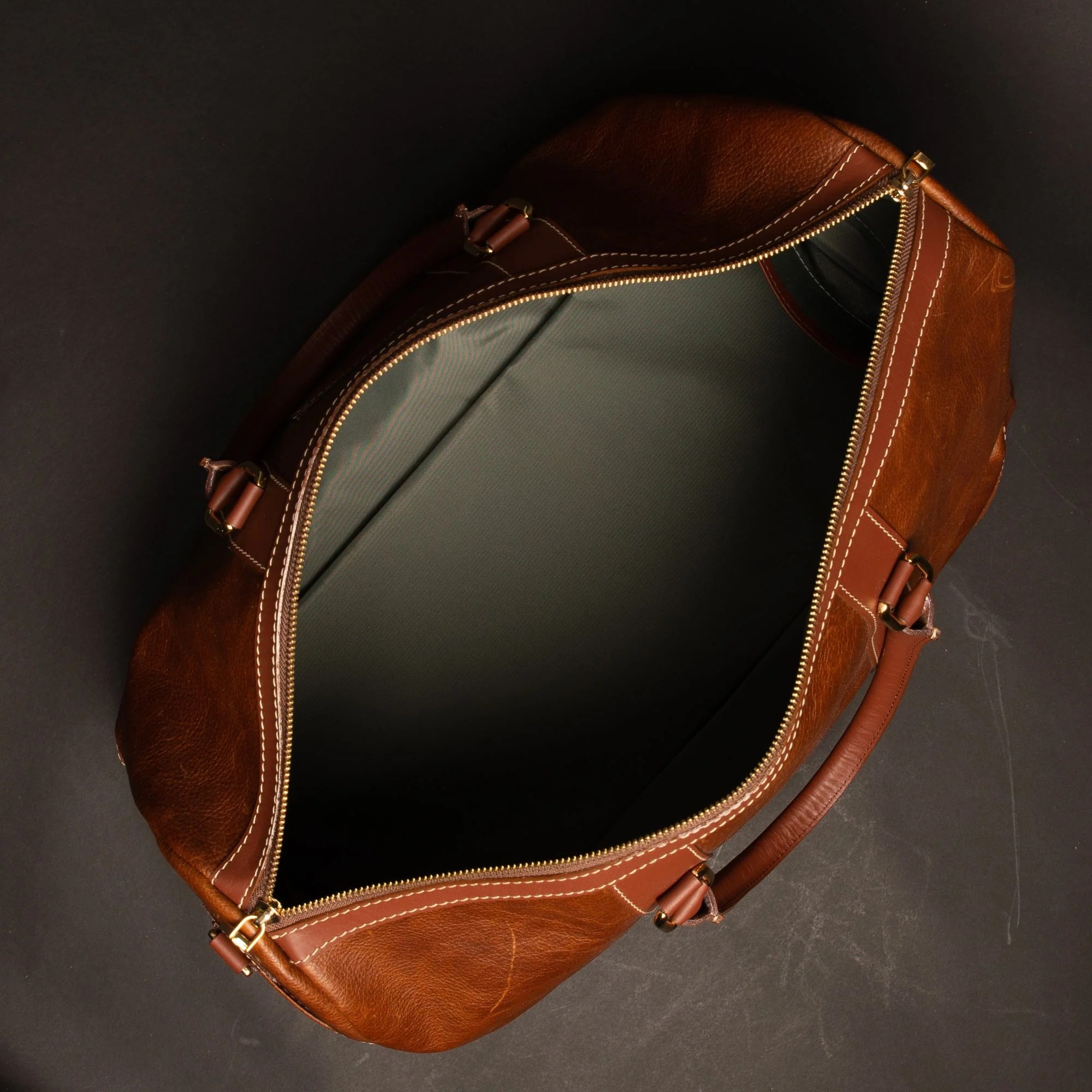 The Shield Duffle Cognac FullGrain Leather Duffle Bag Made in Canada