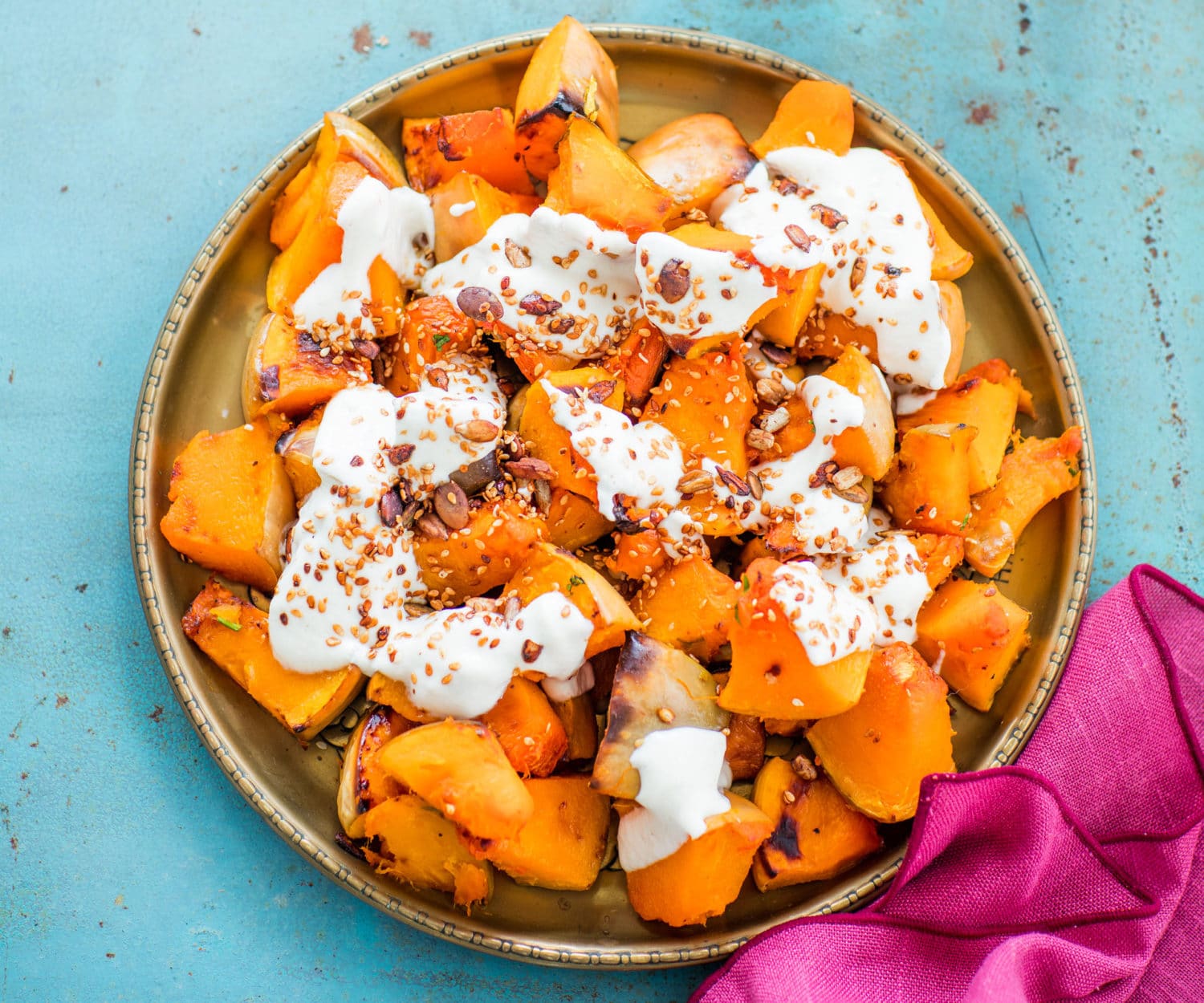 Honeyroast pumpkin with tahini yoghurt and dukkah Nadia Lim