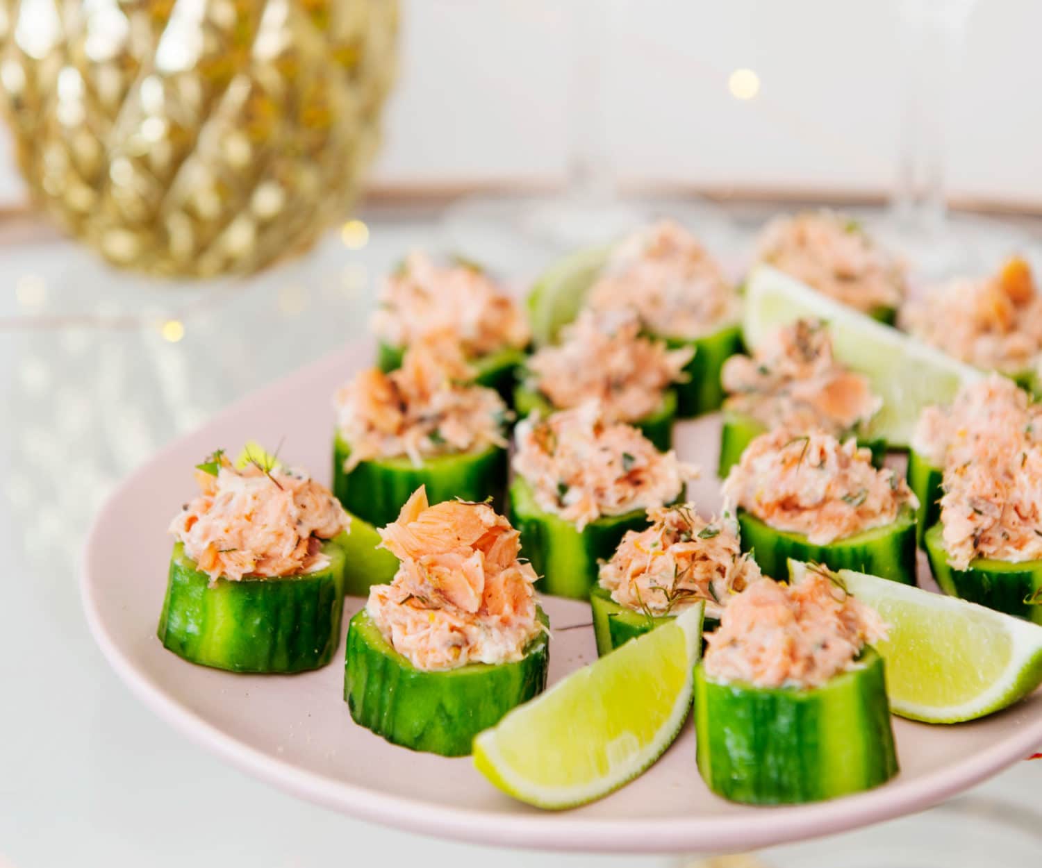 Salmon and cucumber canapes Nadia Lim