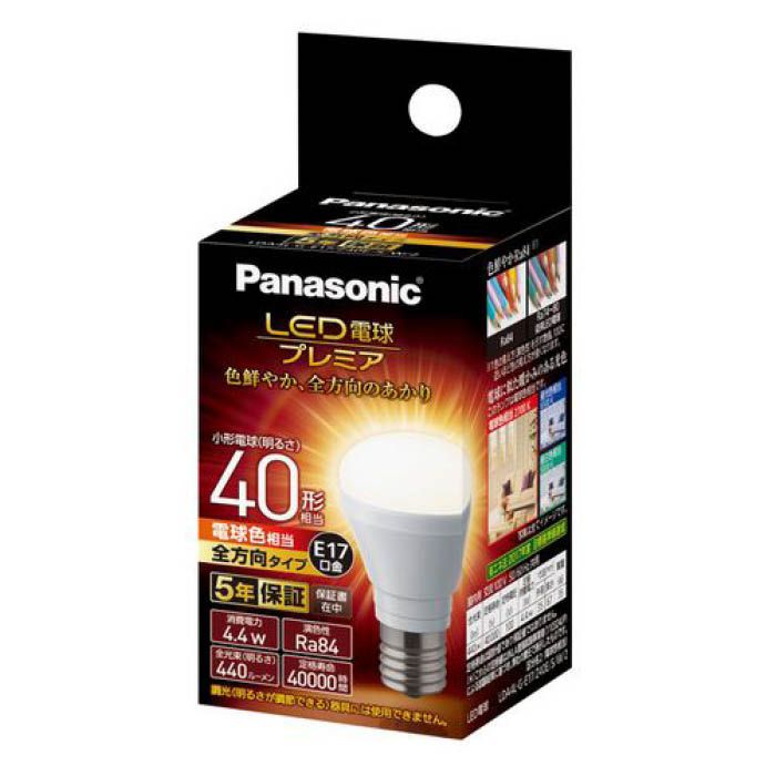 Panasonic (パナソニック) LED電球E17全方向40W電球色 LDA4LGE17Z40ESW2｜ホーム