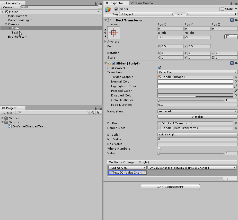 Tutorial Pass Parameter with Slider’s OnValueChanged() in Unity No