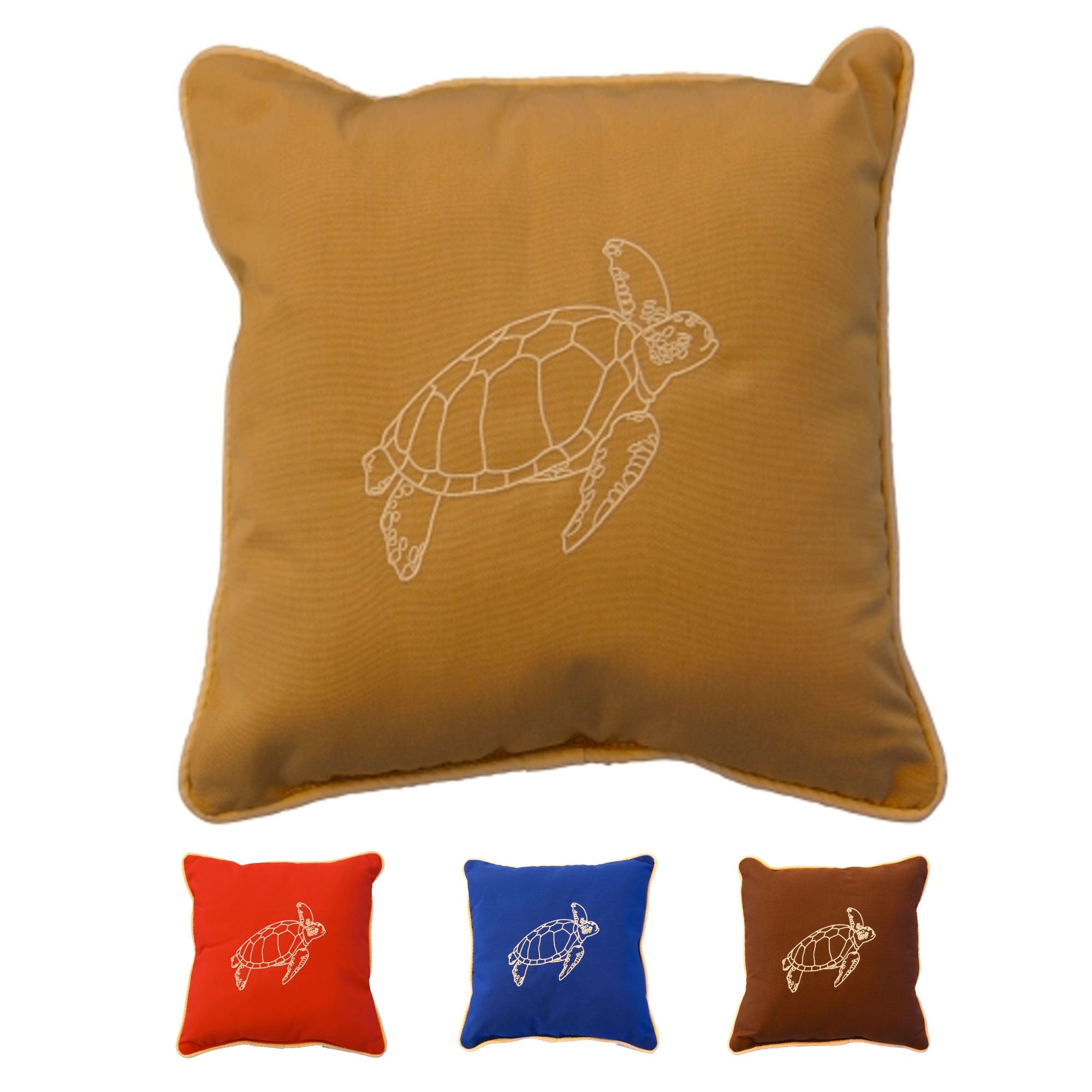 Turtle Ribbed Embroidered Outdoor Pillow Essentials by DFO SKU