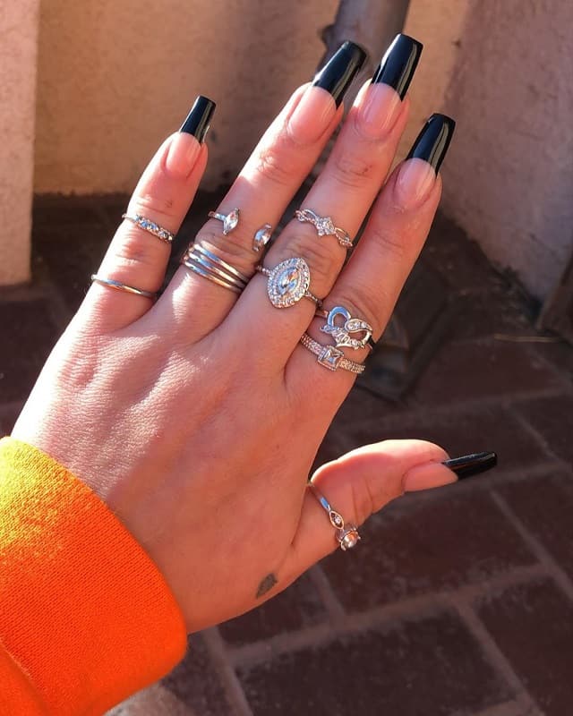 30 EyeCatching Black Tip Nails That Are Simply Elegant