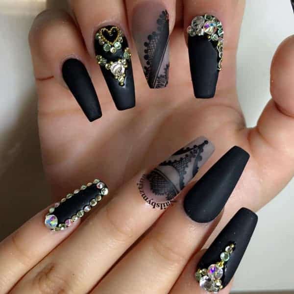 22 Best Matte Black Coffin Nails for 2024 NailDesignCode
