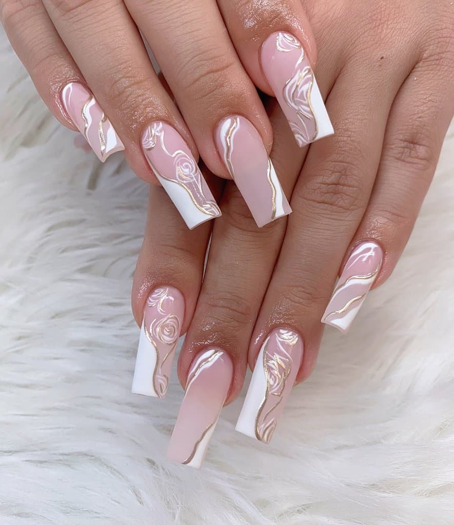 31 Flattering Pink and White Nails to Try in 2024 NailDesignCode