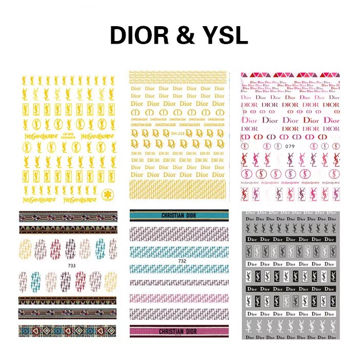 Dior&YSL Nail Stickers Set（6 Sheets)
