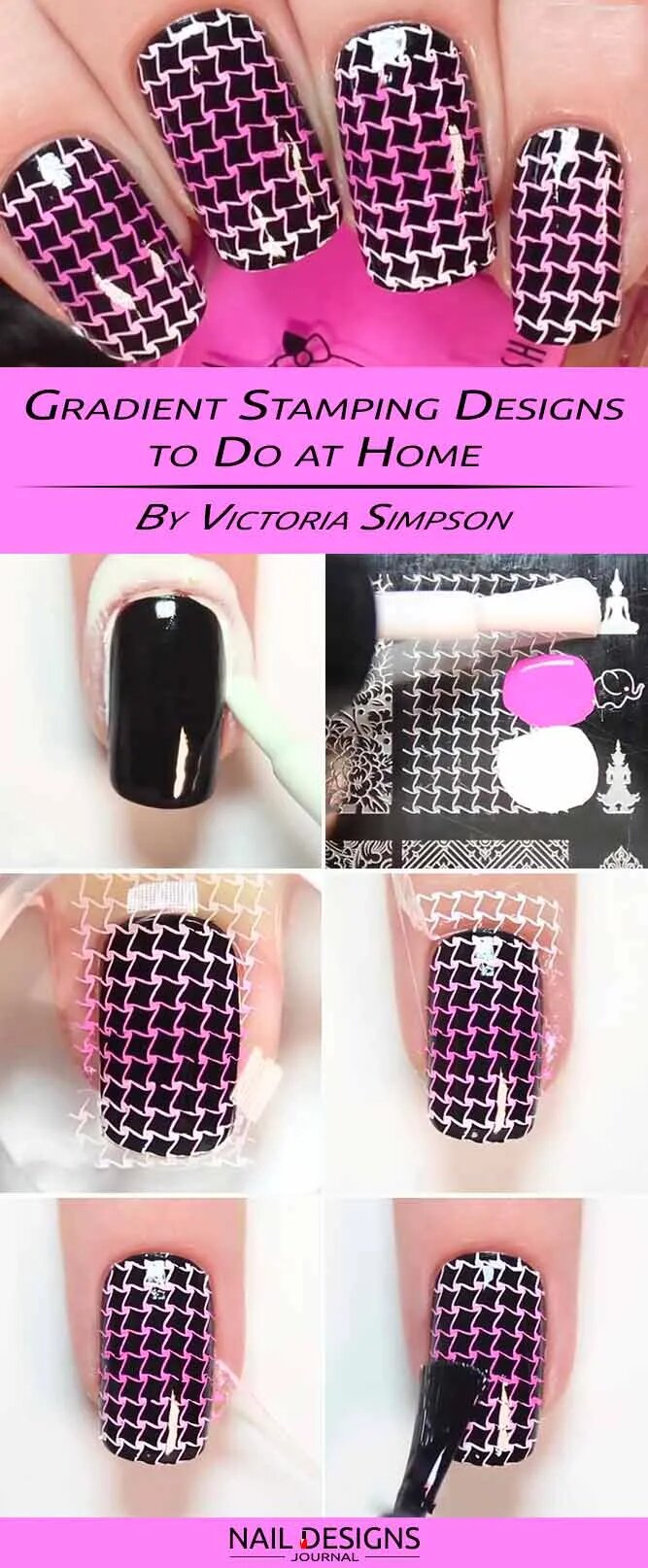 Gradient Stamping Nails Design