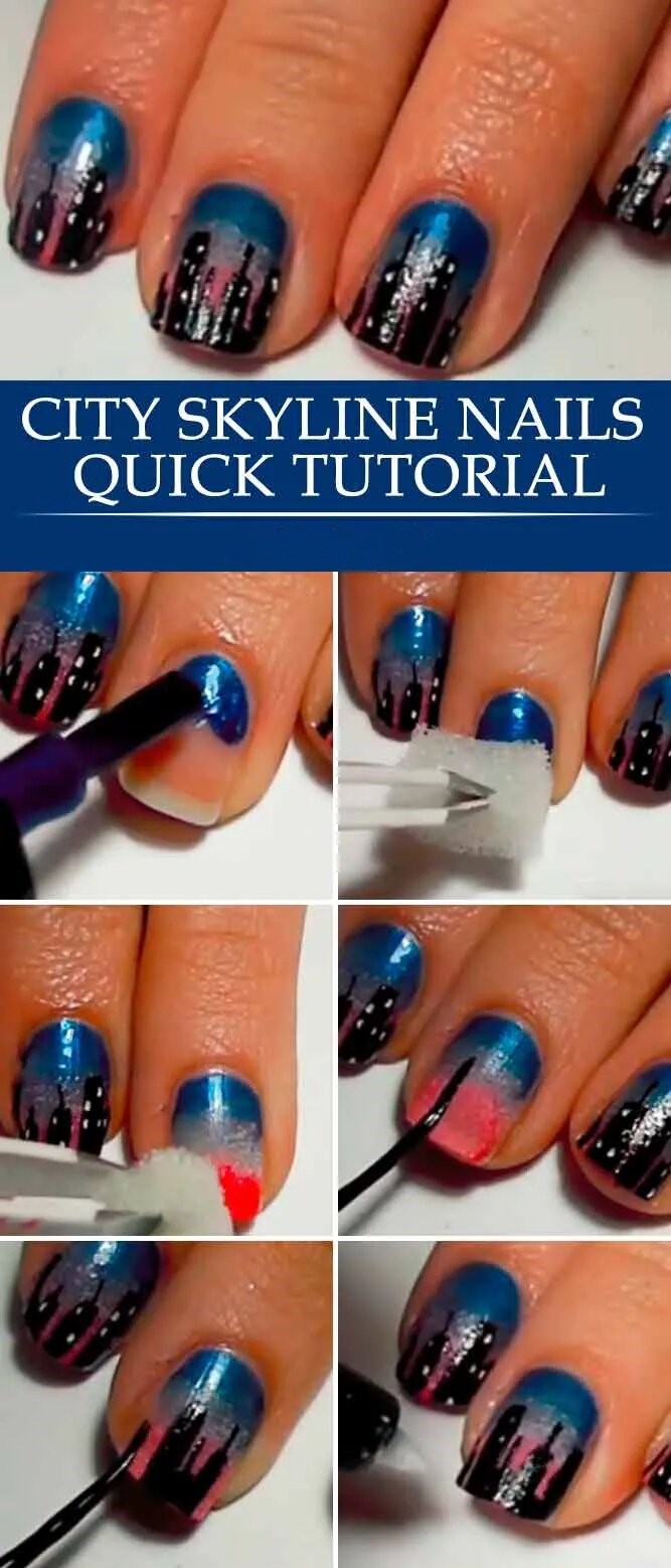 New York Skyline Nails Quick Tutorial