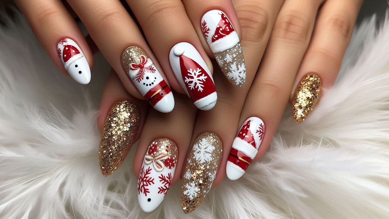 Santa Hat Accent Nails