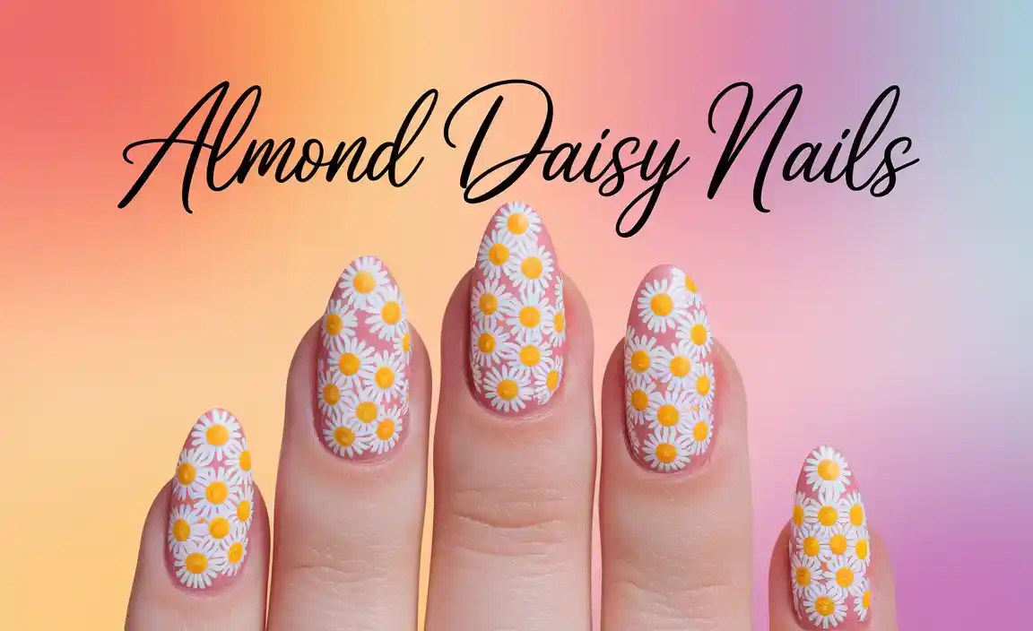 Almond Daisy Nails