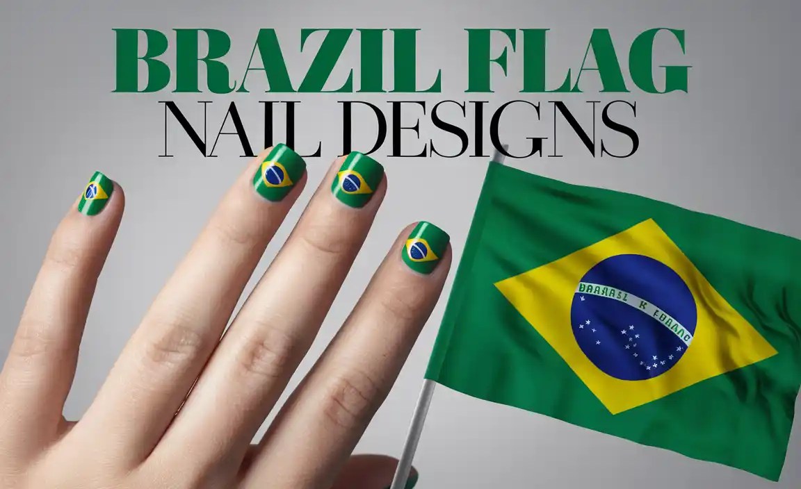 Brazil Flag Nail Designs