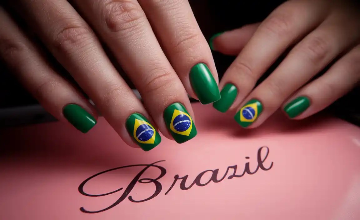 Creative Brazil Flag Nail Designs For Patriotic Style
