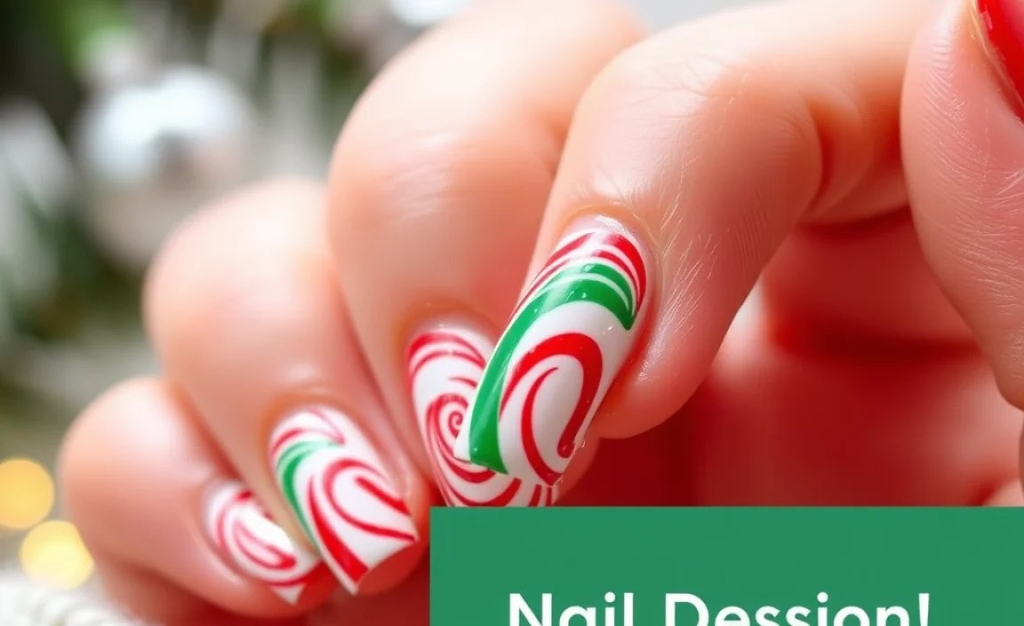 Candy Cane Swirl Nail Design Tutorial