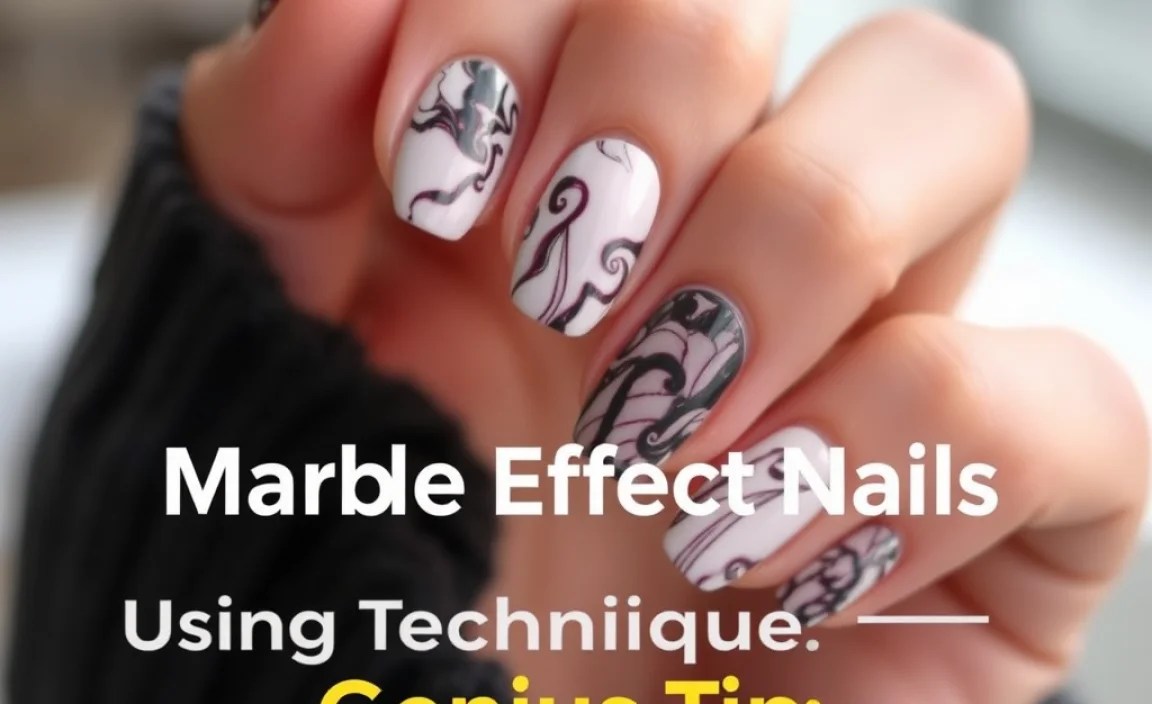 Marble Effect Nails Using Brush Technique: Genius Tips