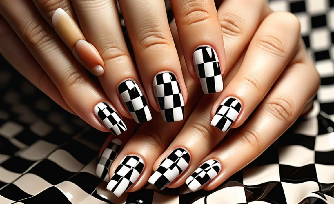 Checkered Pattern Nail Design: Essential & Effortless