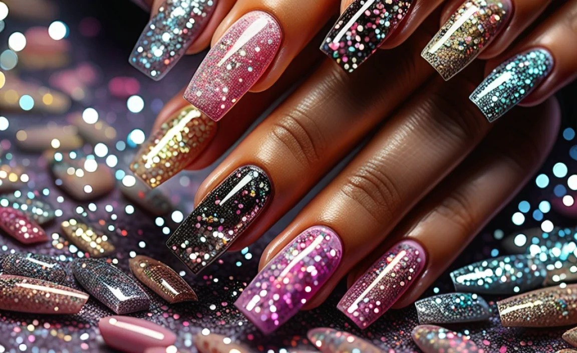 Stunning Coffin Glitter Nails: Ultimate Nail Art Guide! 2 Coffin Glitter Nails