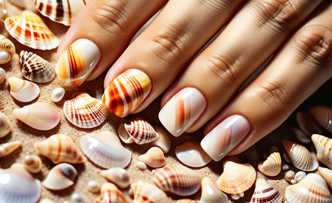 Shell Nail Design With Seashell Decals: Stunningly Easy 4 Comparing Application Methods: Decals vs. Freehand