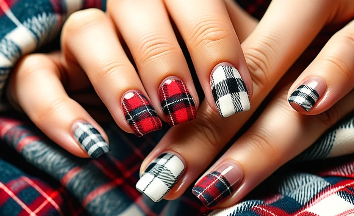 Trendy Flannel Nail Designs For A Cozy Look! 2 Flannel Nail Designs