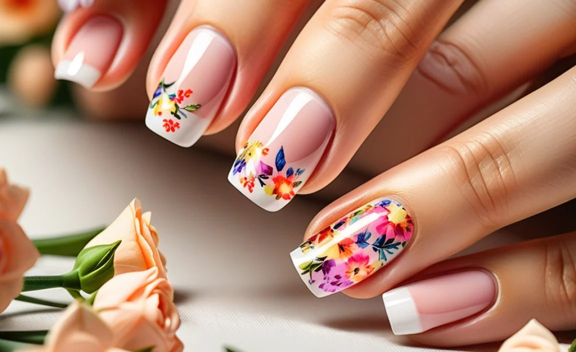 Stunning Floral French Tips: Your Spring Nail Inspiration! 2 Floral French Tips