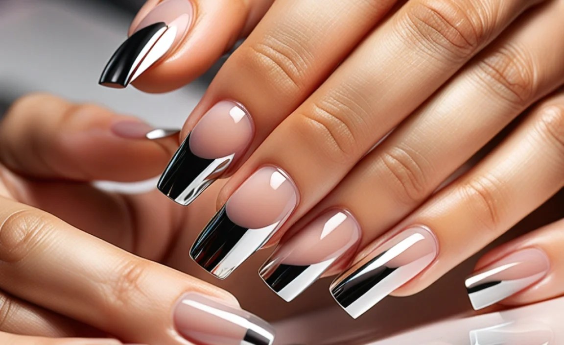 Stunning French Nails With Chrome Tips: Trendy Styles 2 French Nails with Chrome Tips