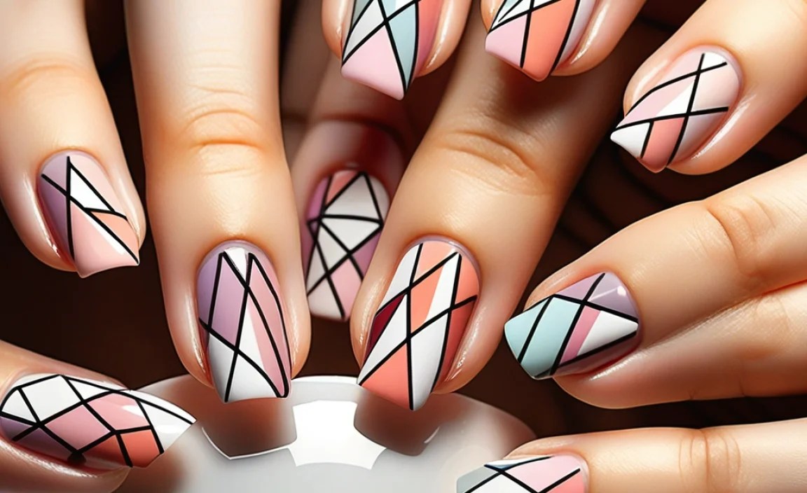 Intermediate Geometric Triangle Nail Art Designs