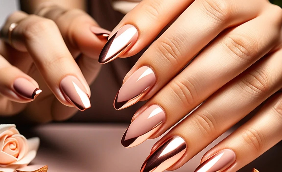 Stunning Almond Rose Gold Nails For Every Occasion 3 Popular Designs and Patterns