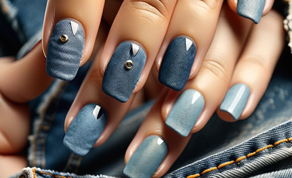Stylish Denim Nail Designs: Trendy Looks For 2023! 4 Simple Denim Nail Designs for Beginners