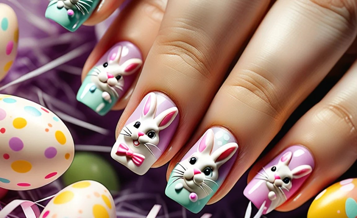 Creative Easter Bunny Nails Design For Festive Fun 3 Step-by-Step Guide to Basic Easter Bunny Nail Design